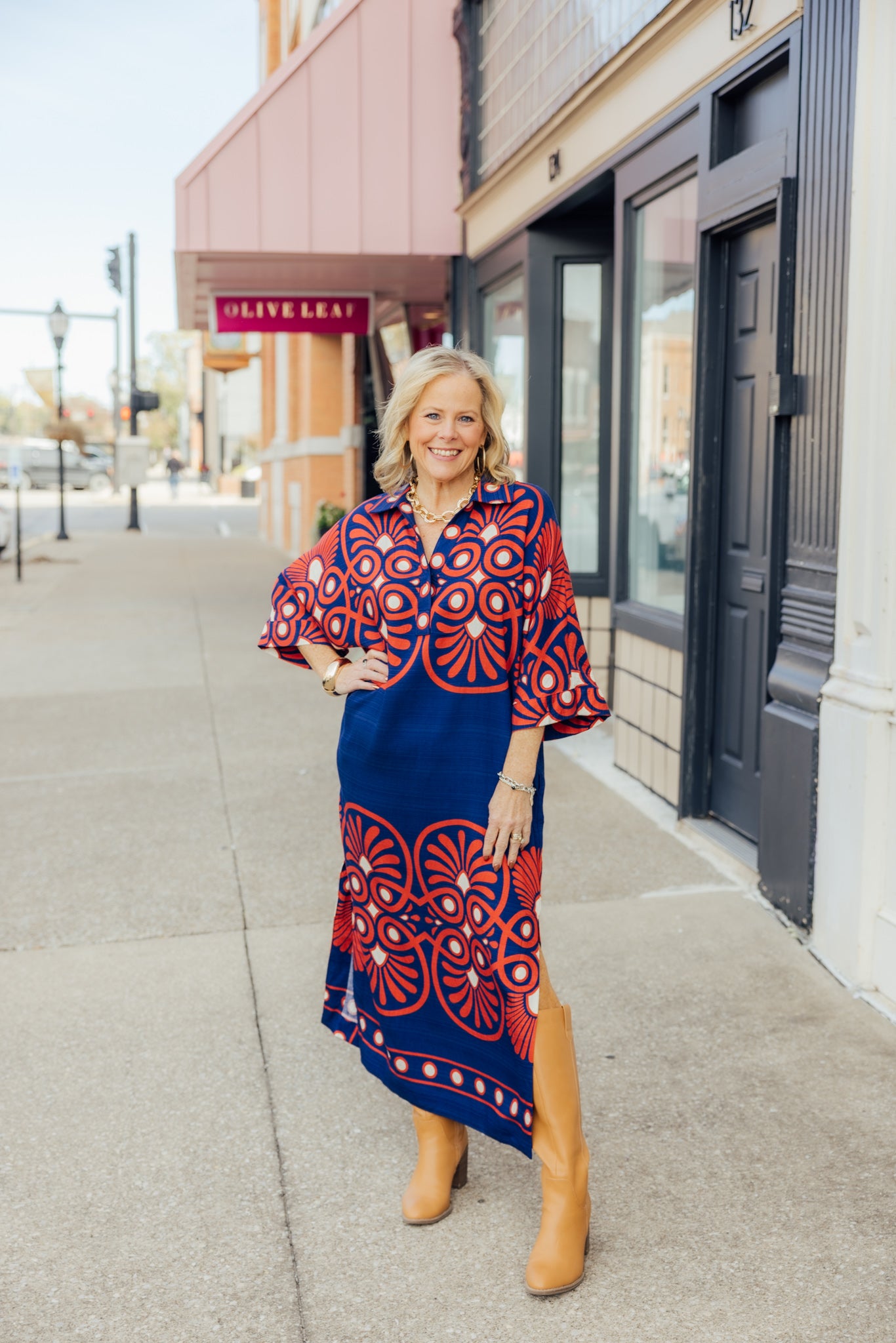 Navy Fall Midi Dress